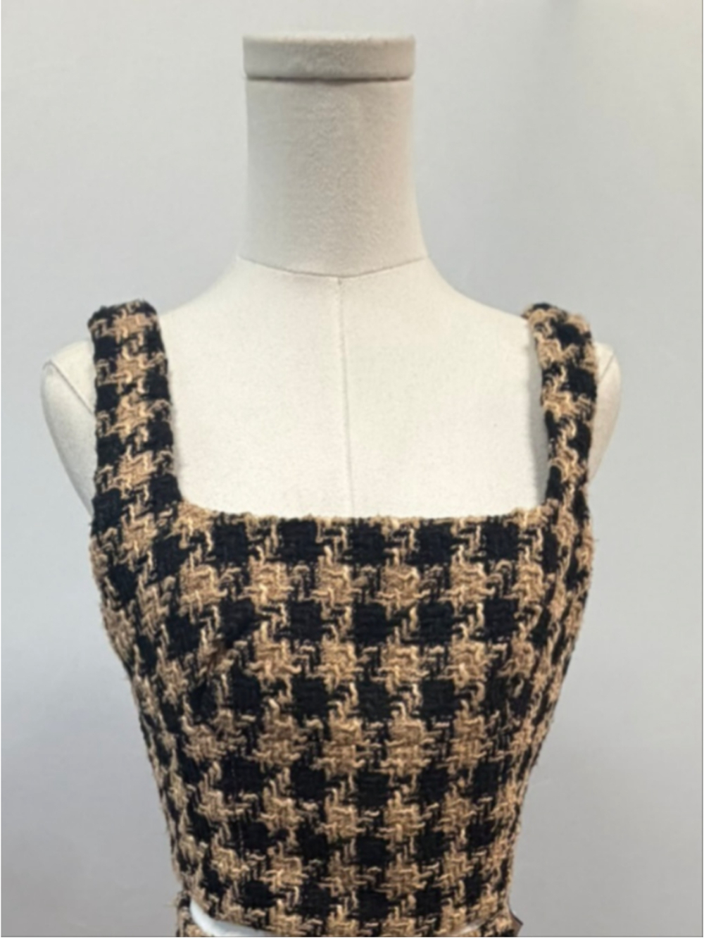 EUC House of Harlow 1960 Houndstooth Tweed Crop Top S